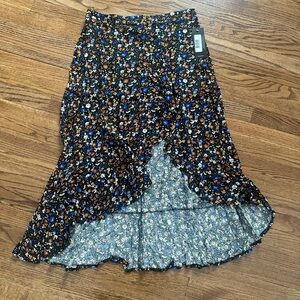 Olivia Grey High-Low Floral Midi Skirt - Size XL (NWT)